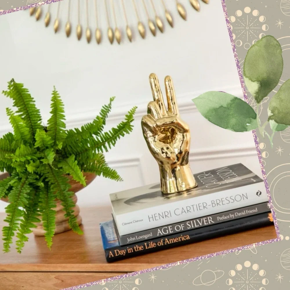 New! Gold Tone Metal Peace ✌️ Desk Shelf Decor ☮️